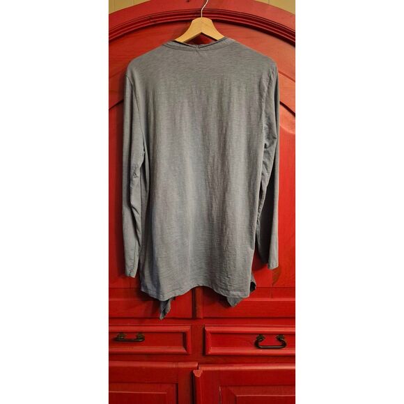 Garnet Hill Size XL Silk Trimmed Dusty Blue Spring Weight Cardigan Dressy  EUC - Picture 2 of 4